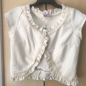 Anthropologie Shumaq ruffled crochet jacket vest